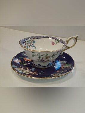 Wedgwood Wonderlust Midnight Crane Teacup & Saucer Set, 5oz, NEW